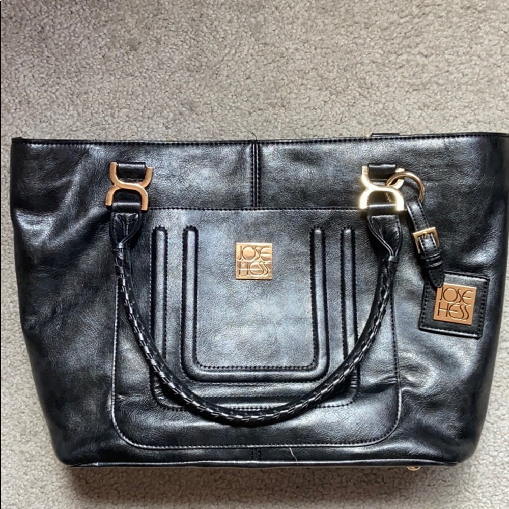 Black leather Jose Hess purse